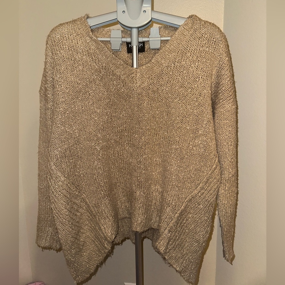 Heimish By The Fire Full Size Draped Detail Knit Sweater